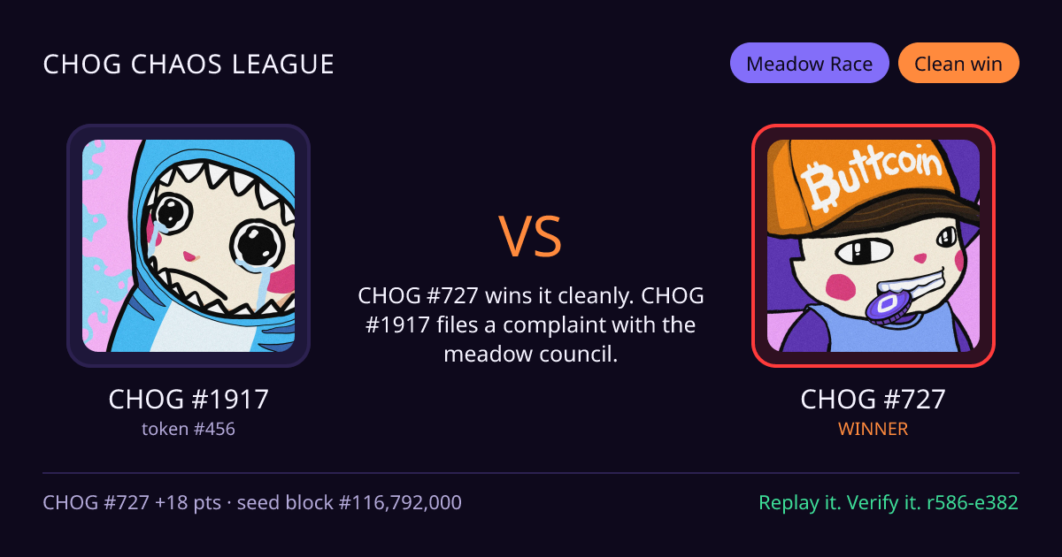 Highlight card: CHOG #1917 versus CHOG #727