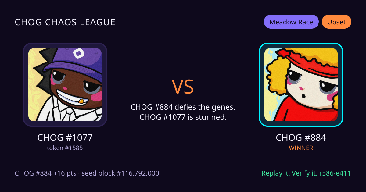 Highlight card: CHOG #1077 versus CHOG #884