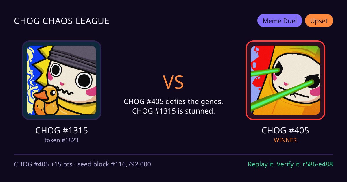 Highlight card: CHOG #1315 versus CHOG #405
