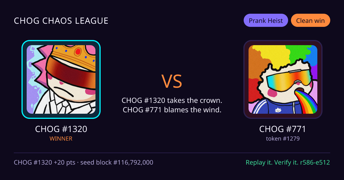Highlight card: CHOG #1320 versus CHOG #771