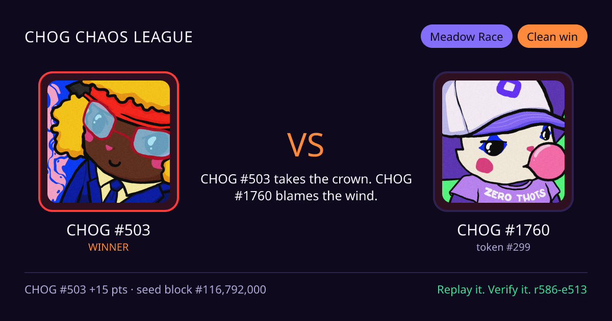 Highlight card: CHOG #503 versus CHOG #1760