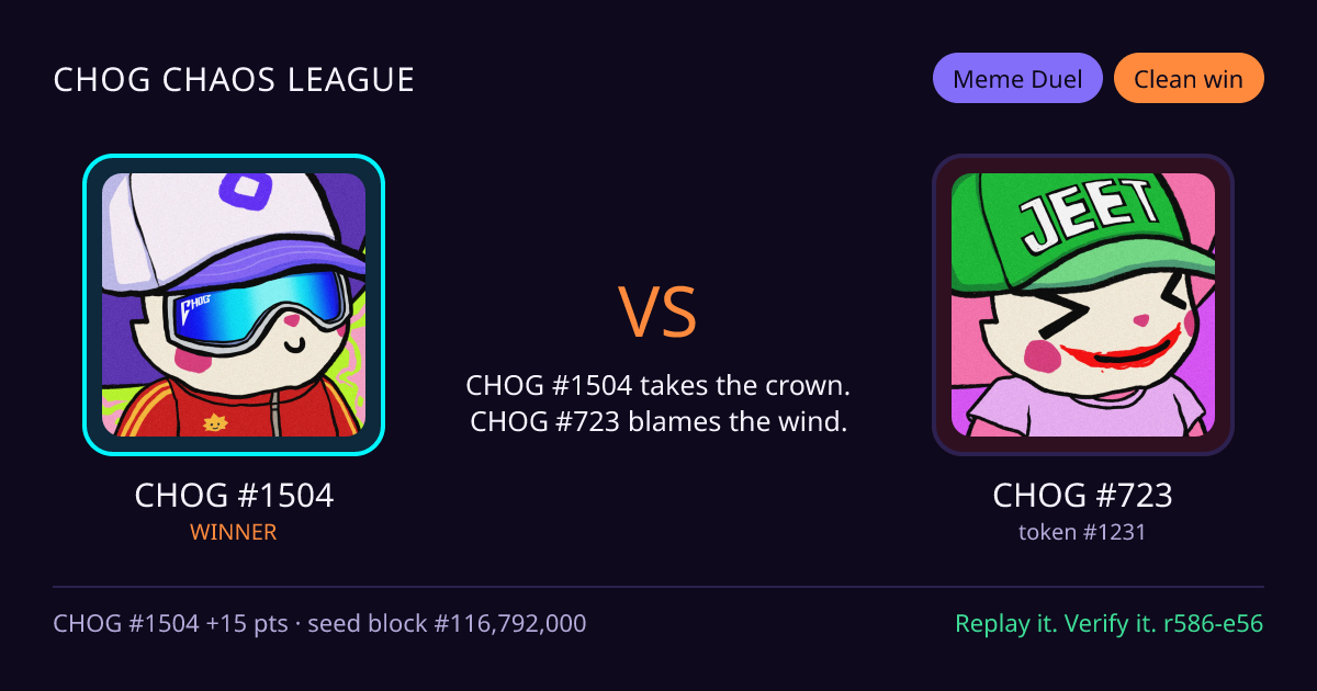 Highlight card: CHOG #1504 versus CHOG #723