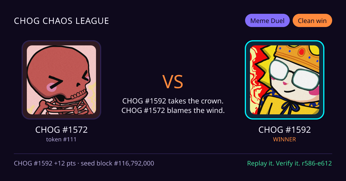 Highlight card: CHOG #1572 versus CHOG #1592