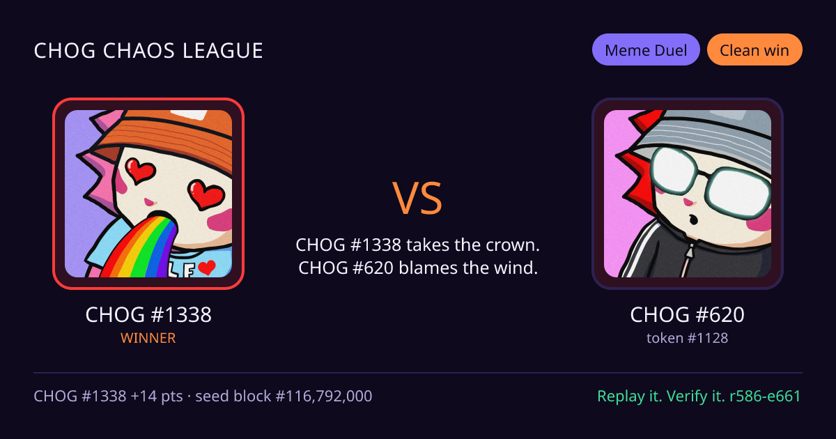 Highlight card: CHOG #1338 versus CHOG #620