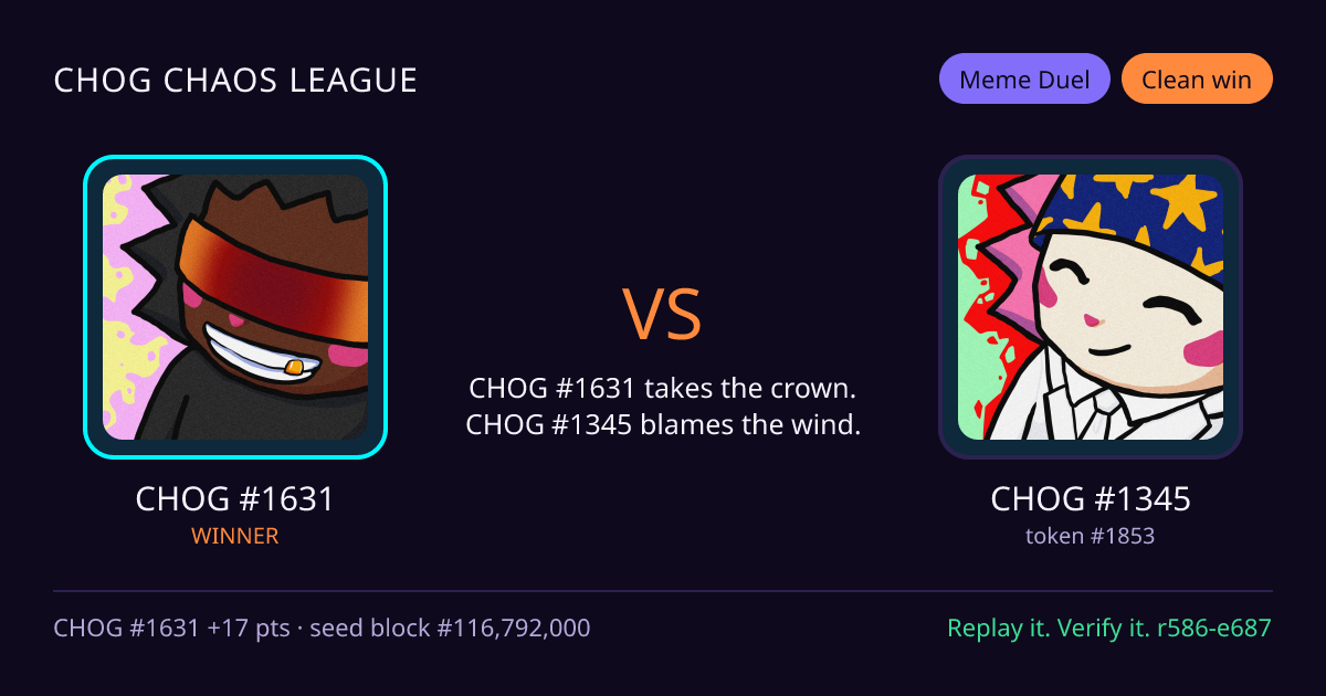 Highlight card: CHOG #1631 versus CHOG #1345