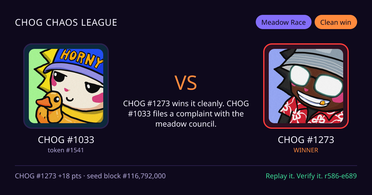 Highlight card: CHOG #1033 versus CHOG #1273