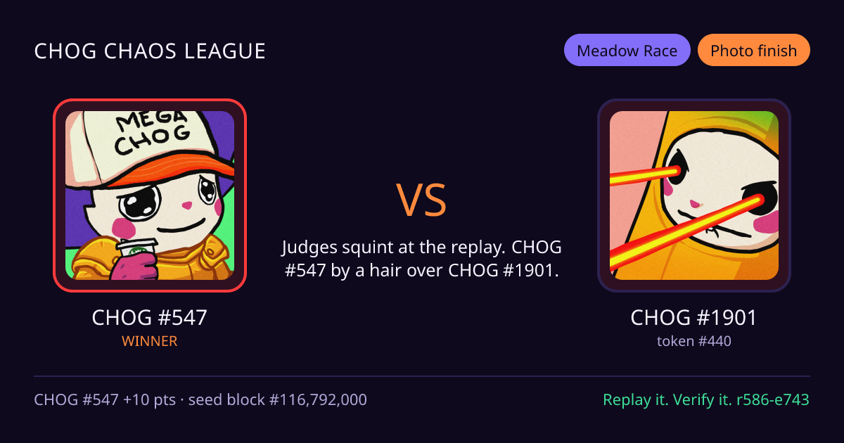 Highlight card: CHOG #547 versus CHOG #1901