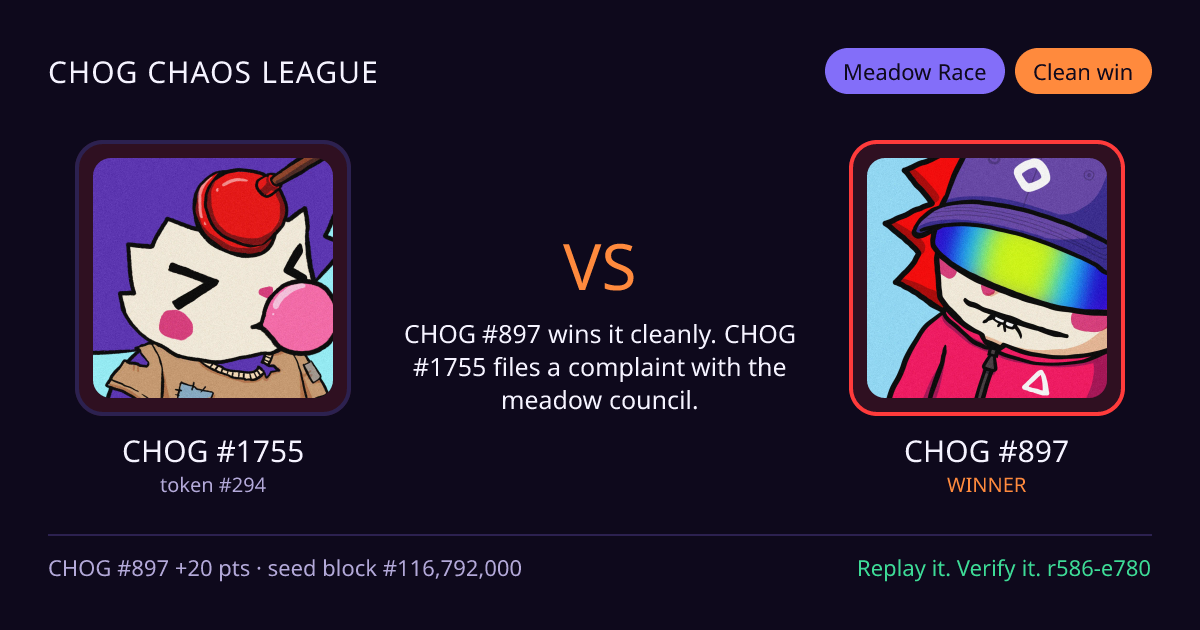 Highlight card: CHOG #1755 versus CHOG #897