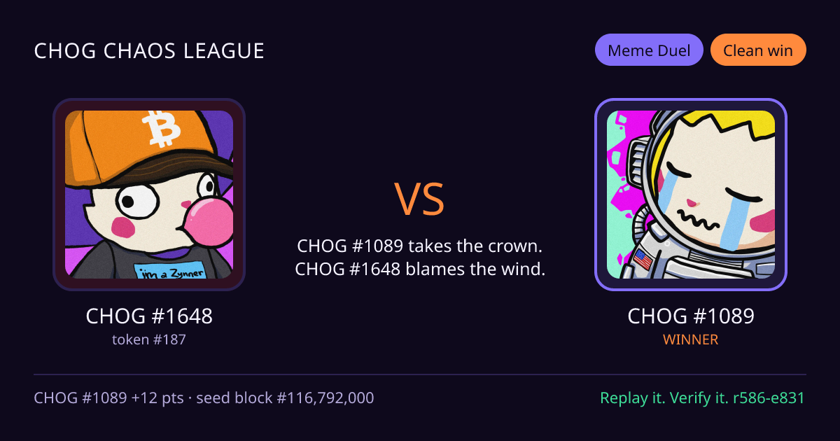 Highlight card: CHOG #1648 versus CHOG #1089