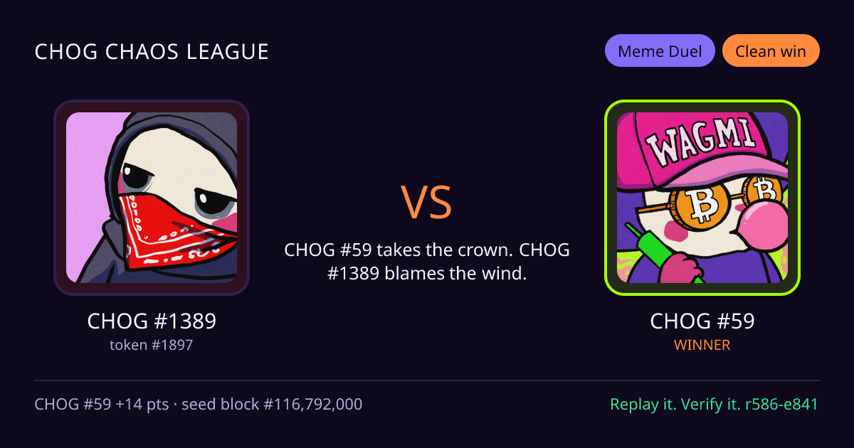 Highlight card: CHOG #1389 versus CHOG #59
