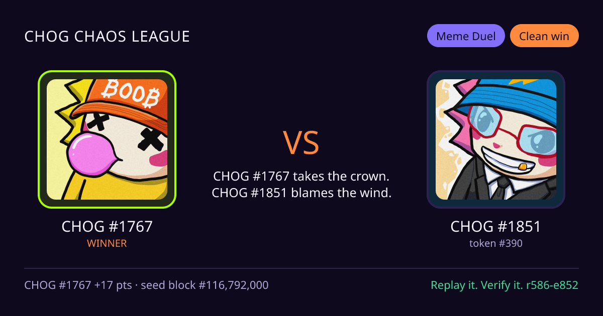 Highlight card: CHOG #1767 versus CHOG #1851