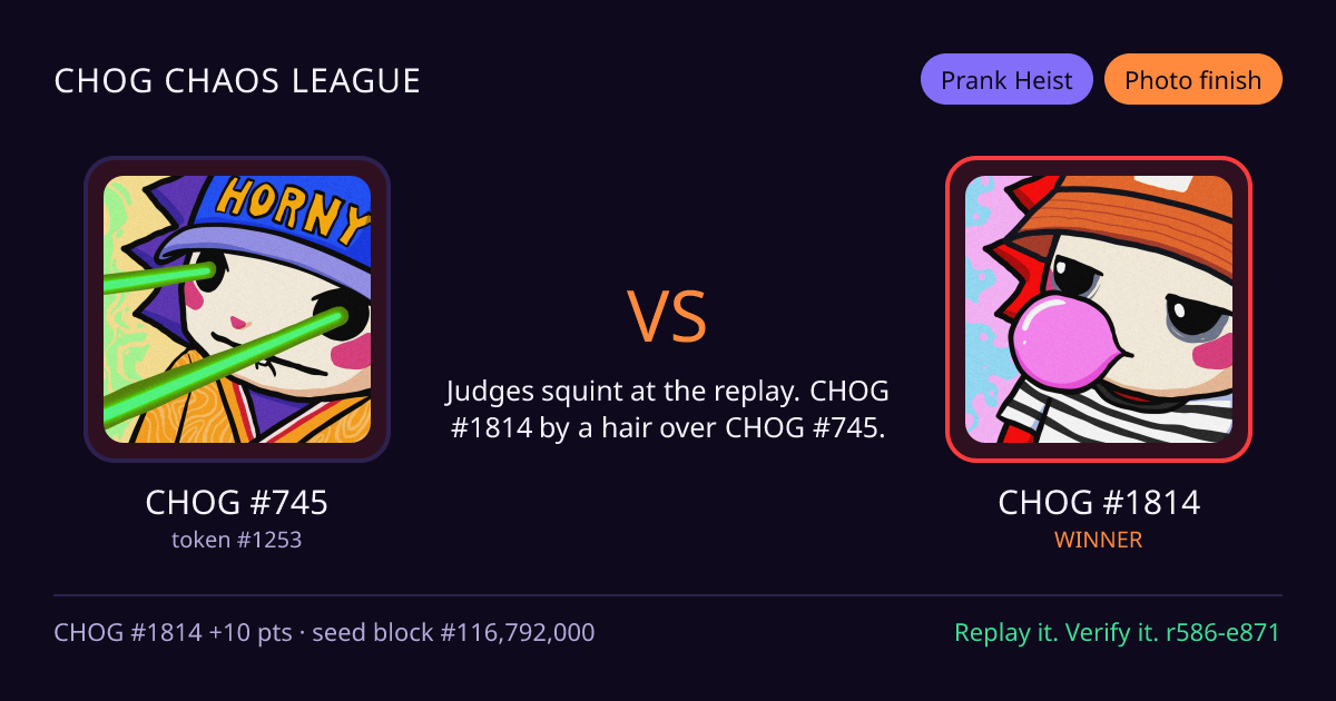 Highlight card: CHOG #745 versus CHOG #1814