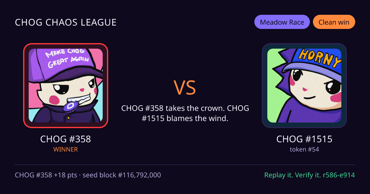 Highlight card: CHOG #358 versus CHOG #1515