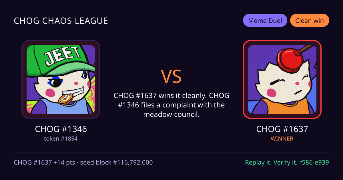 Highlight card: CHOG #1346 versus CHOG #1637