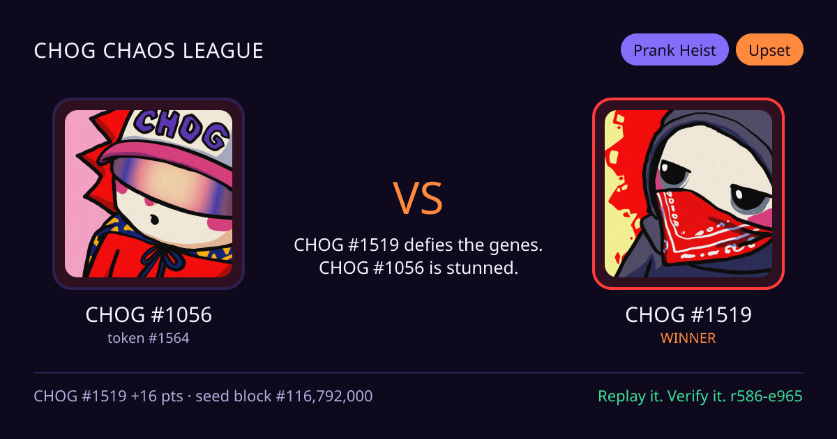 Highlight card: CHOG #1056 versus CHOG #1519