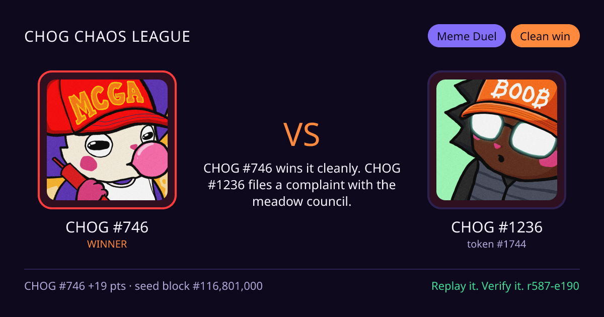 Highlight card: CHOG #746 versus CHOG #1236
