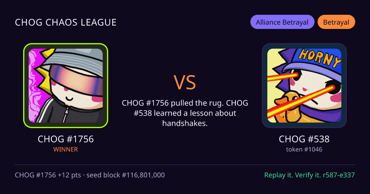 Highlight card: CHOG #1756 versus CHOG #538