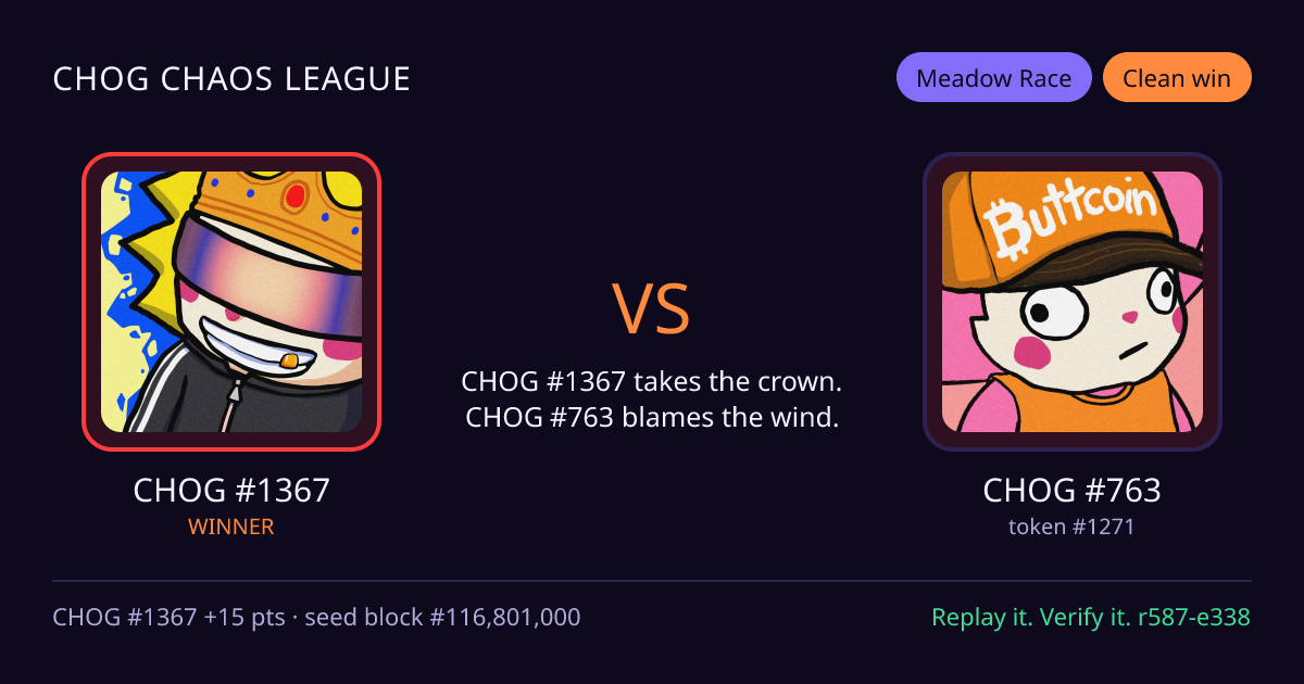 Highlight card: CHOG #1367 versus CHOG #763