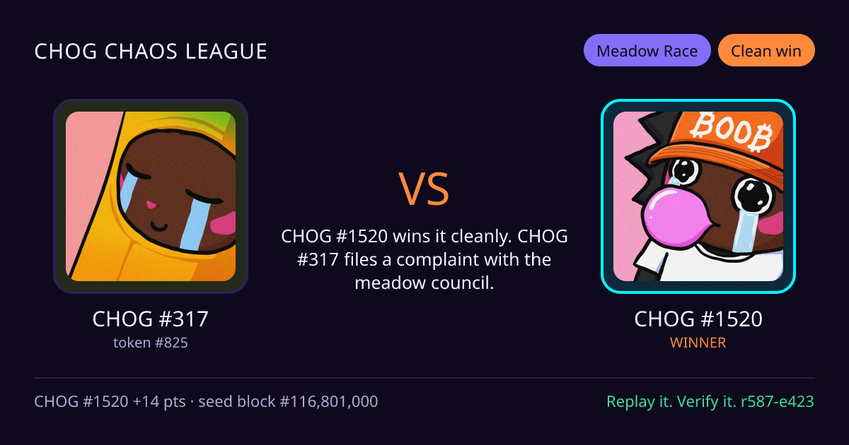 Highlight card: CHOG #317 versus CHOG #1520