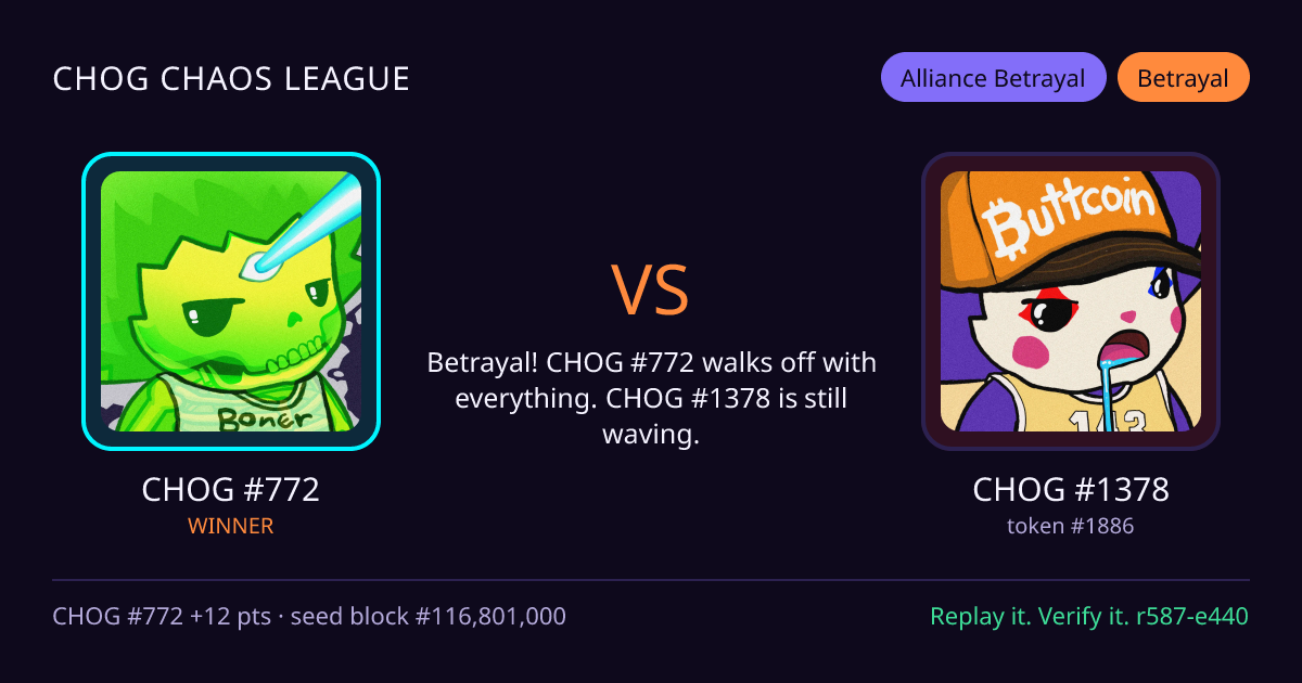 Highlight card: CHOG #772 versus CHOG #1378