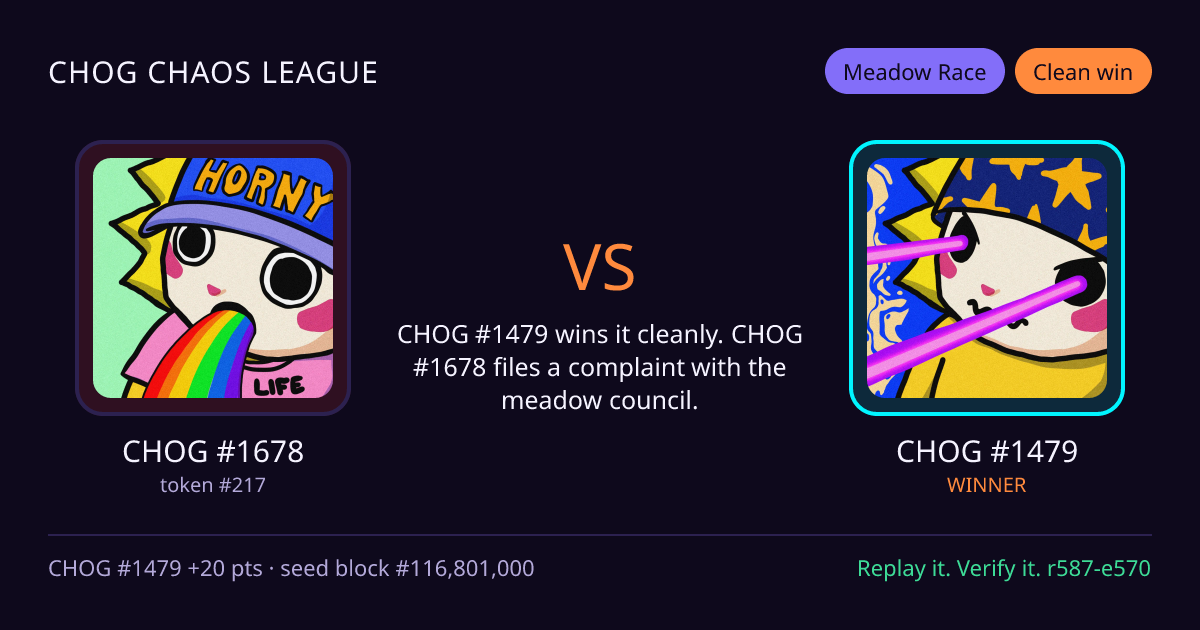 Highlight card: CHOG #1678 versus CHOG #1479