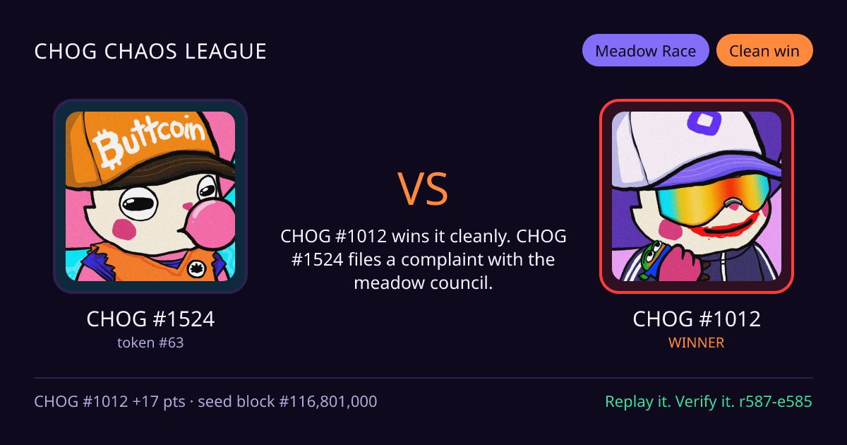 Highlight card: CHOG #1524 versus CHOG #1012