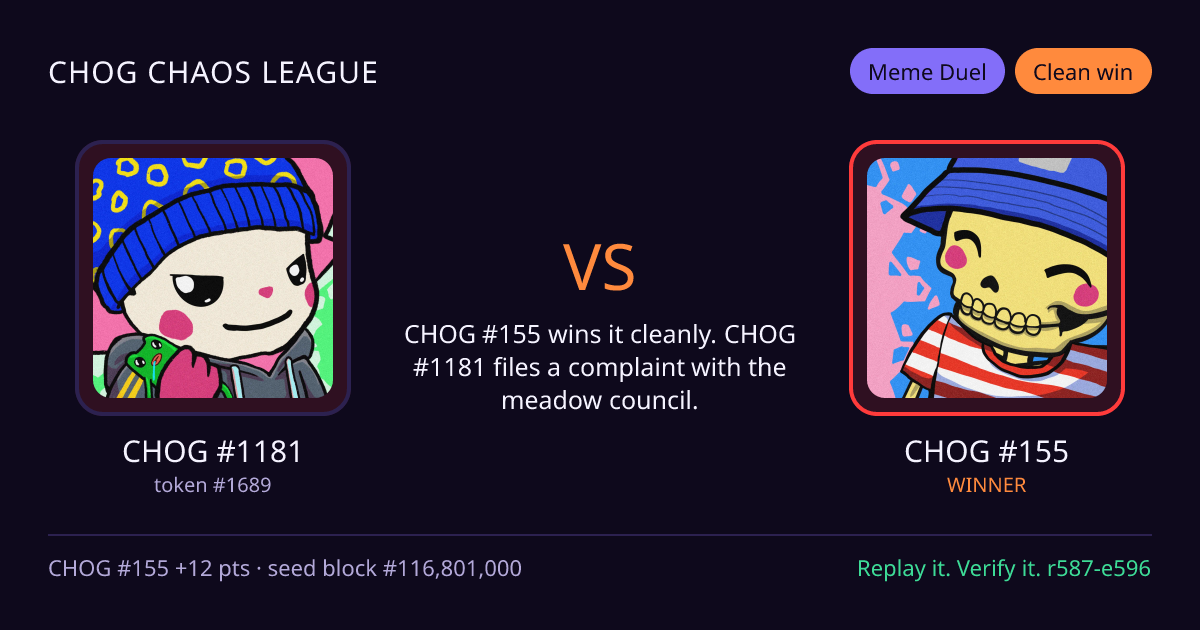 Highlight card: CHOG #1181 versus CHOG #155