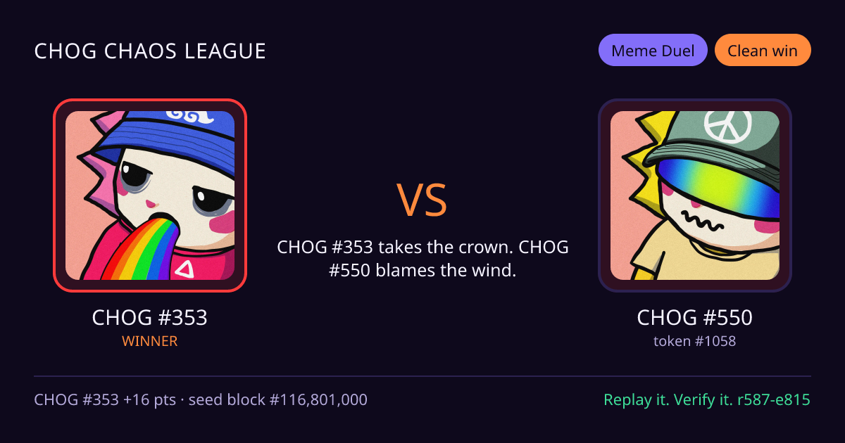 Highlight card: CHOG #353 versus CHOG #550