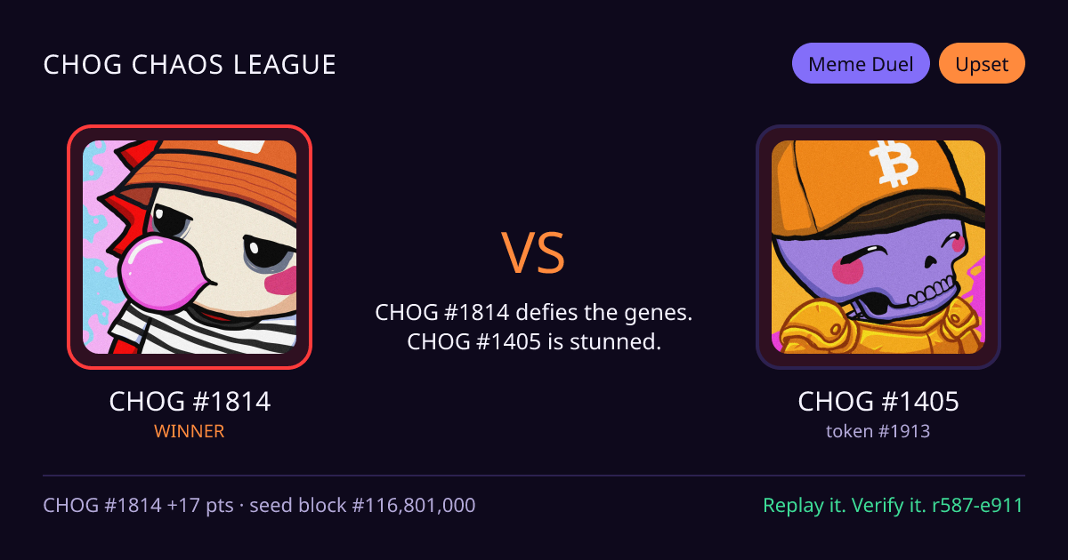 Highlight card: CHOG #1814 versus CHOG #1405