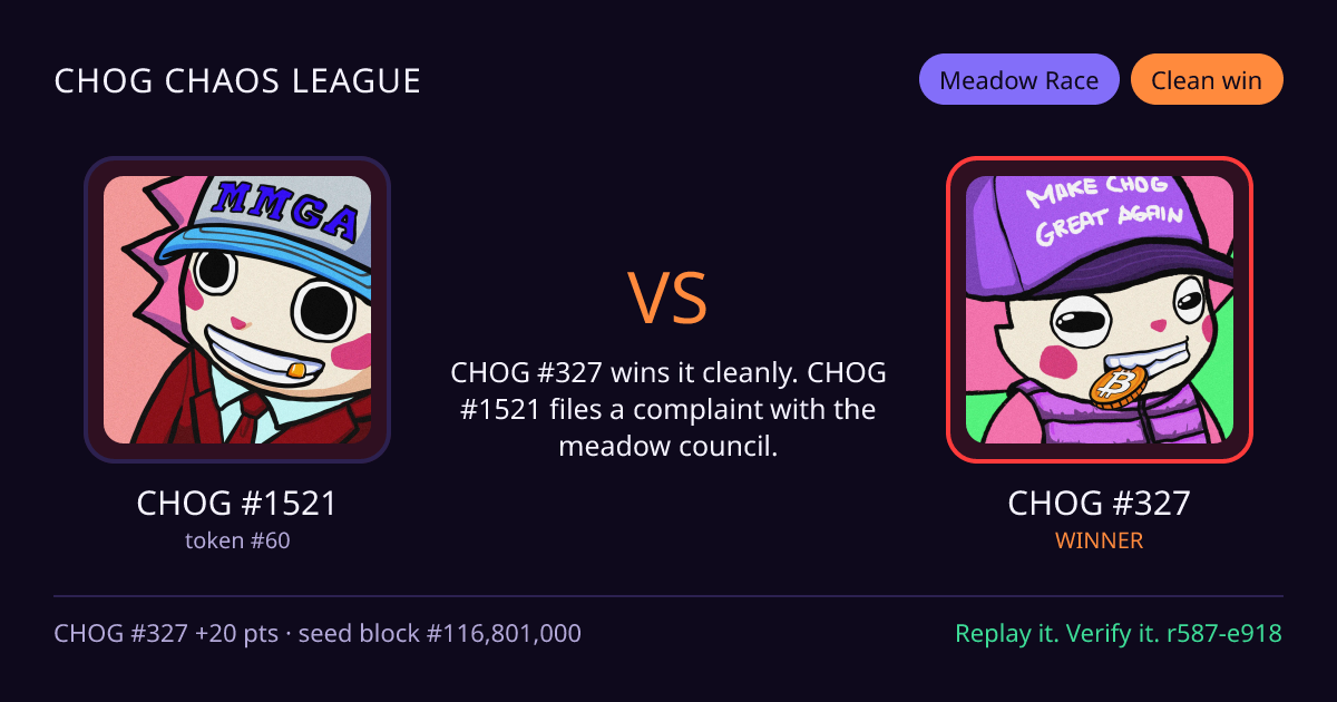 Highlight card: CHOG #1521 versus CHOG #327