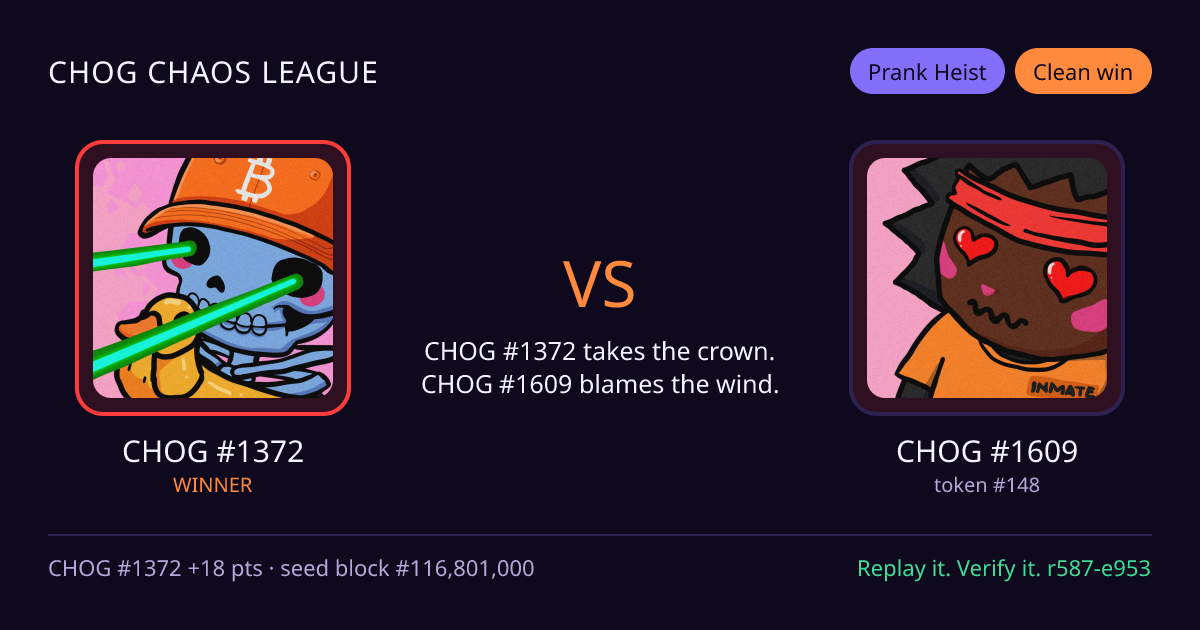 Highlight card: CHOG #1372 versus CHOG #1609