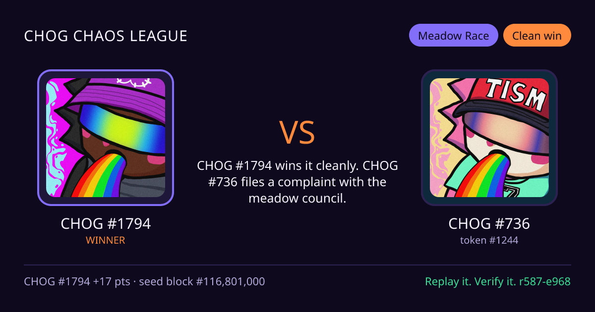 Highlight card: CHOG #1794 versus CHOG #736