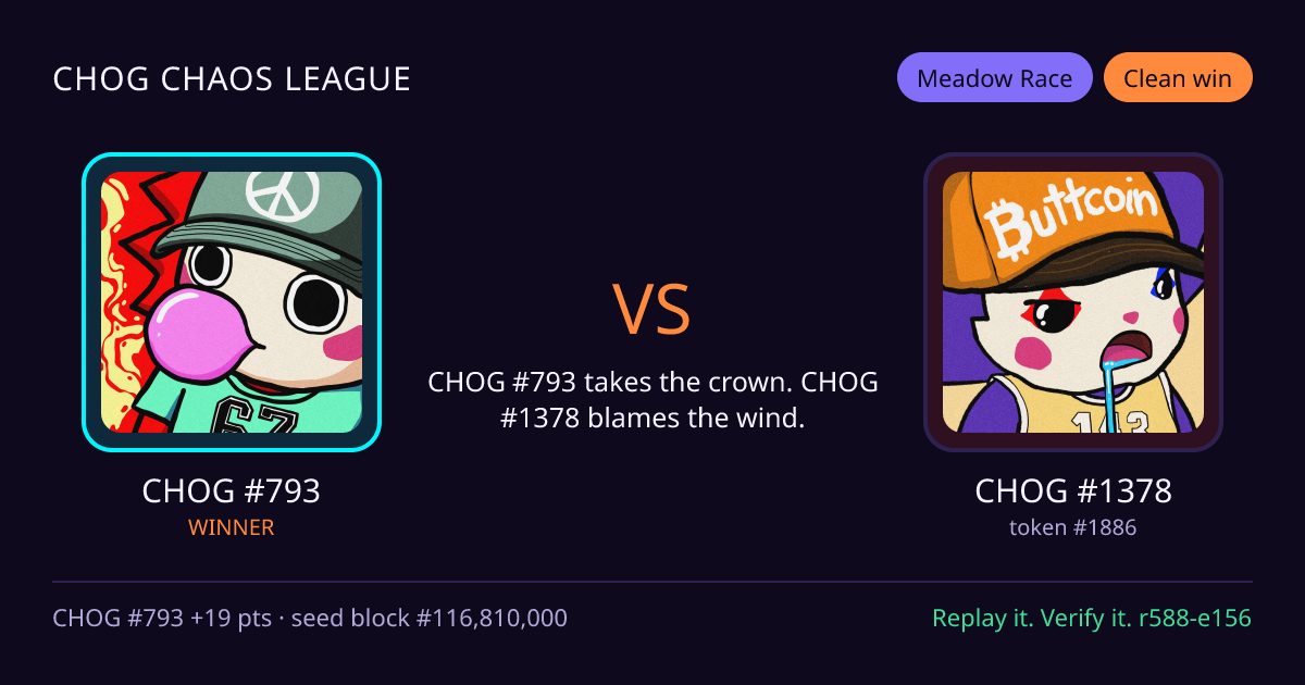 Highlight card: CHOG #793 versus CHOG #1378