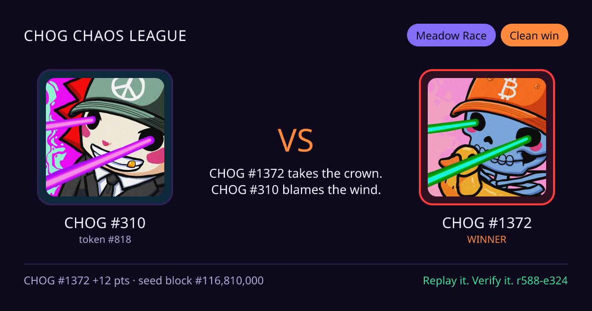 Highlight card: CHOG #310 versus CHOG #1372