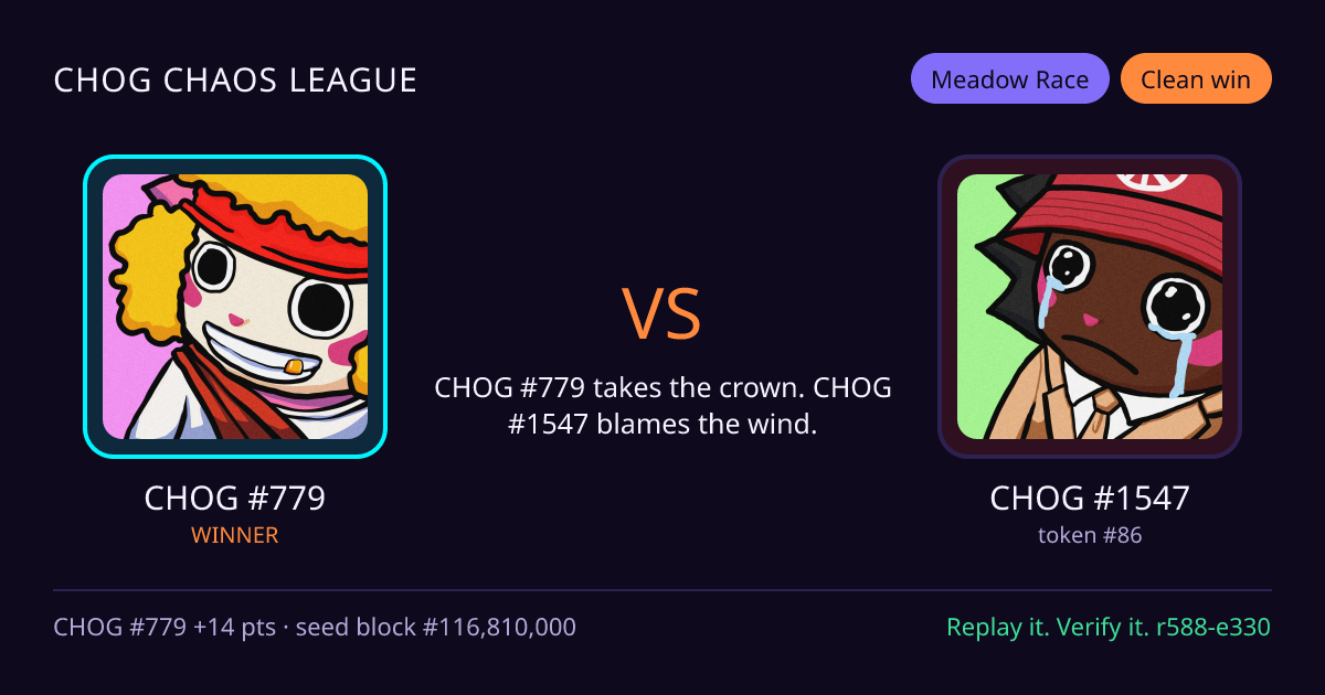 Highlight card: CHOG #779 versus CHOG #1547