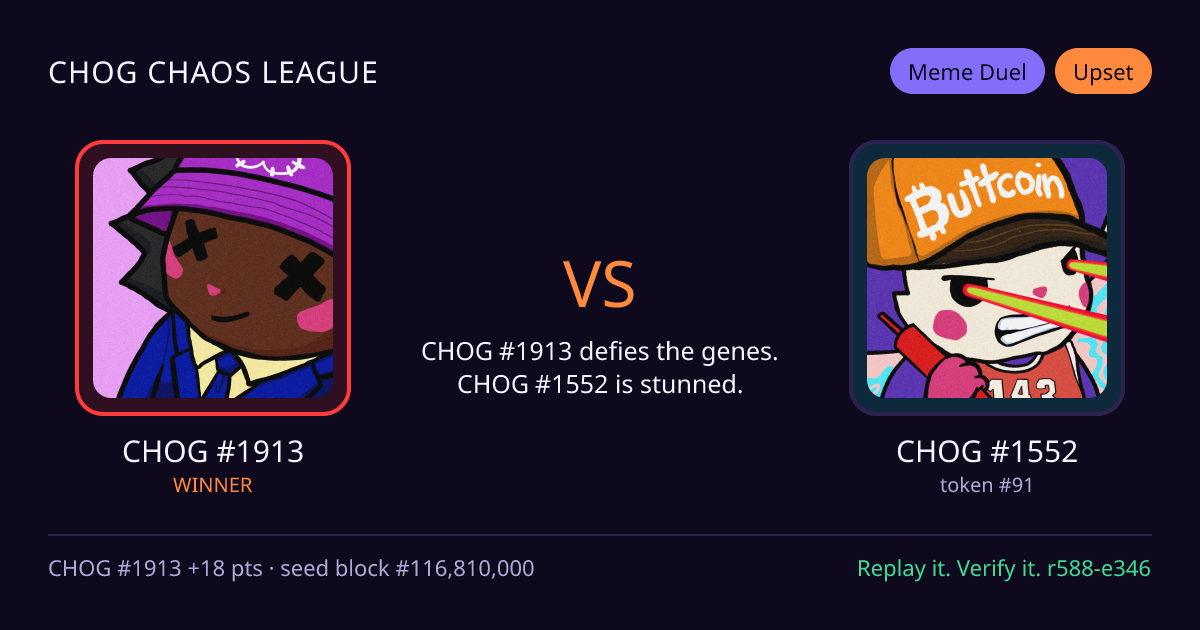 Highlight card: CHOG #1913 versus CHOG #1552