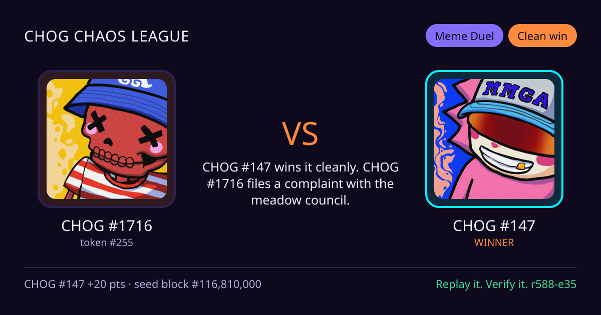 Highlight card: CHOG #1716 versus CHOG #147