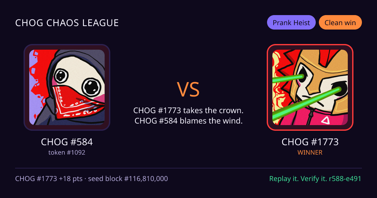 Highlight card: CHOG #584 versus CHOG #1773