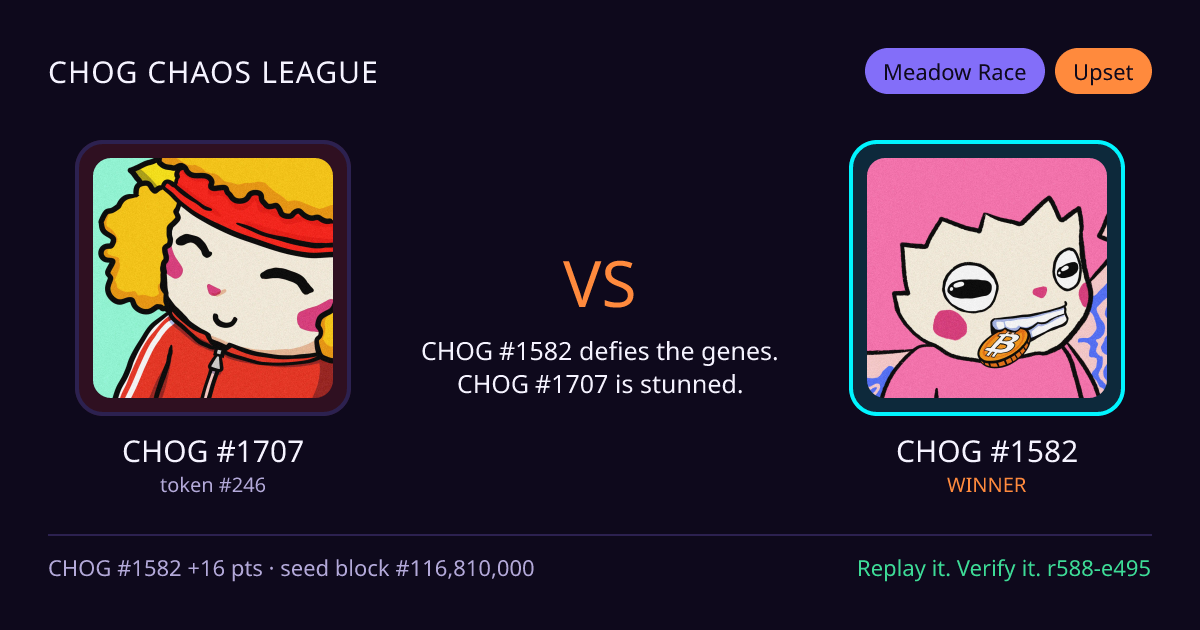 Highlight card: CHOG #1707 versus CHOG #1582