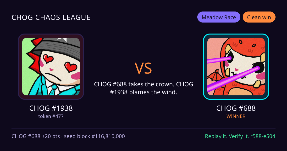 Highlight card: CHOG #1938 versus CHOG #688