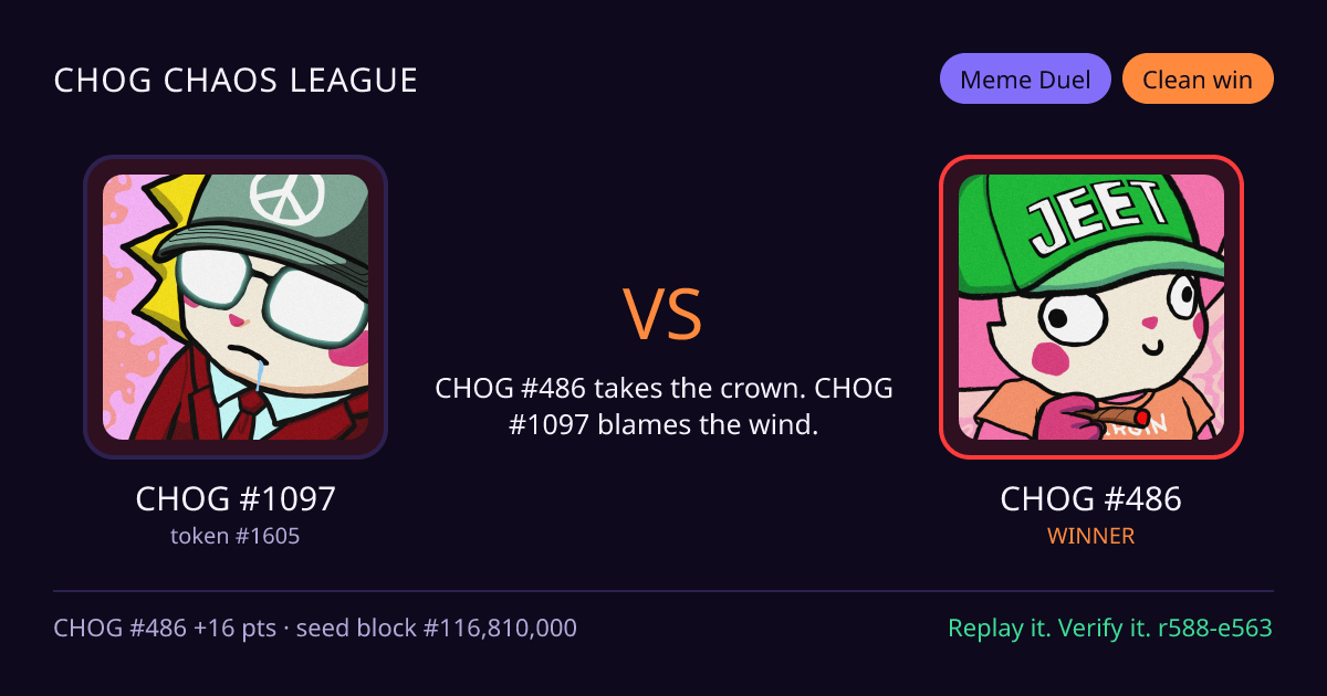 Highlight card: CHOG #1097 versus CHOG #486