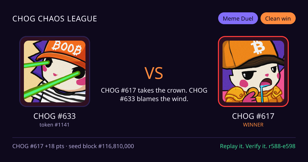 Highlight card: CHOG #633 versus CHOG #617