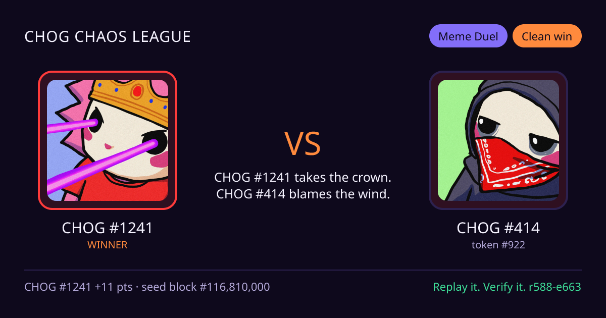 Highlight card: CHOG #1241 versus CHOG #414