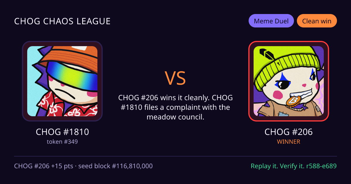 Highlight card: CHOG #1810 versus CHOG #206