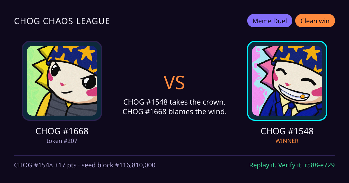 Highlight card: CHOG #1668 versus CHOG #1548