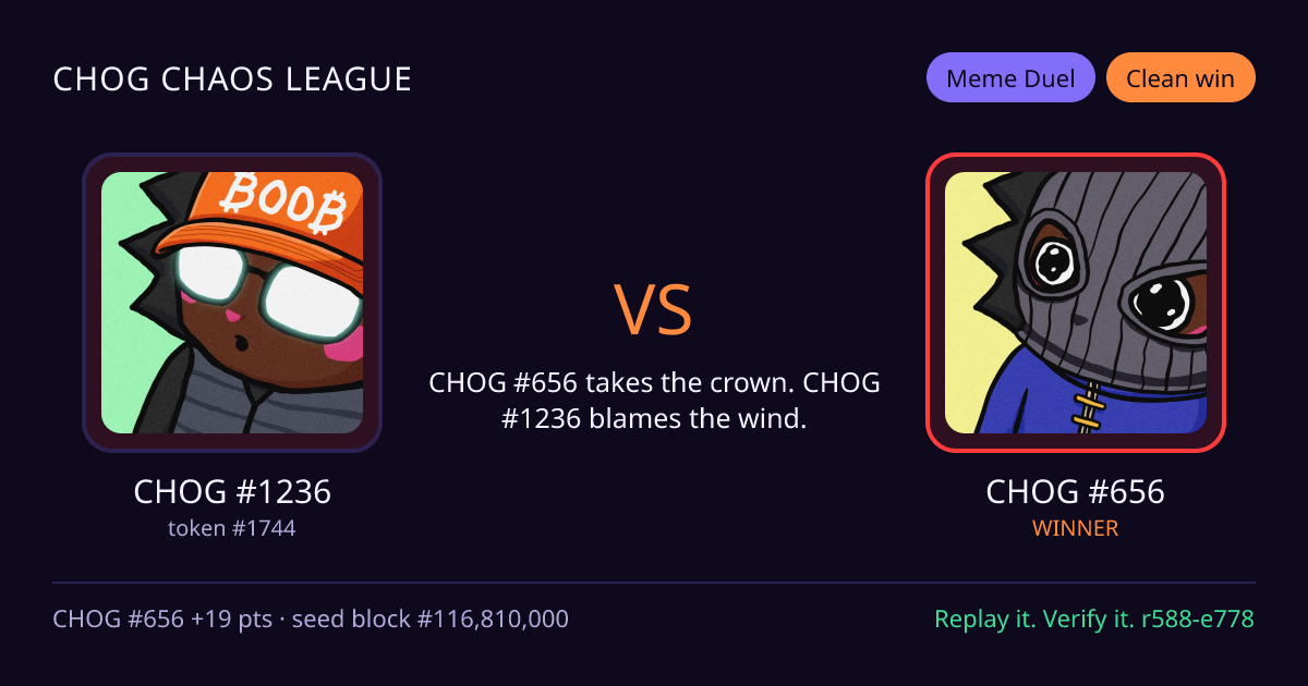 Highlight card: CHOG #1236 versus CHOG #656