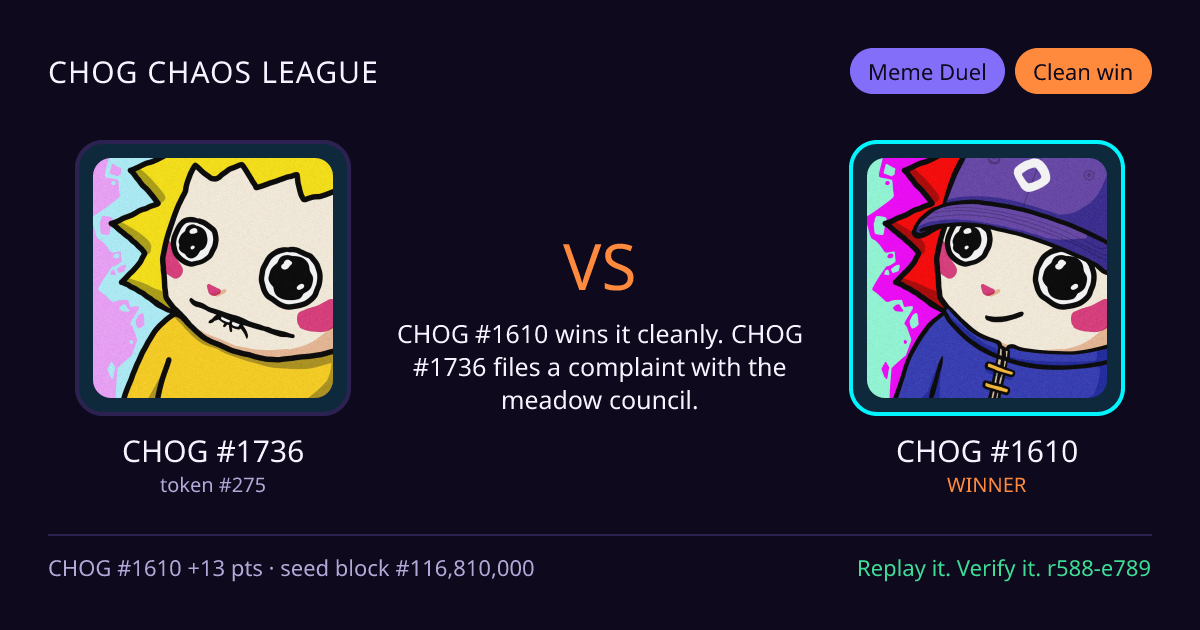Highlight card: CHOG #1736 versus CHOG #1610