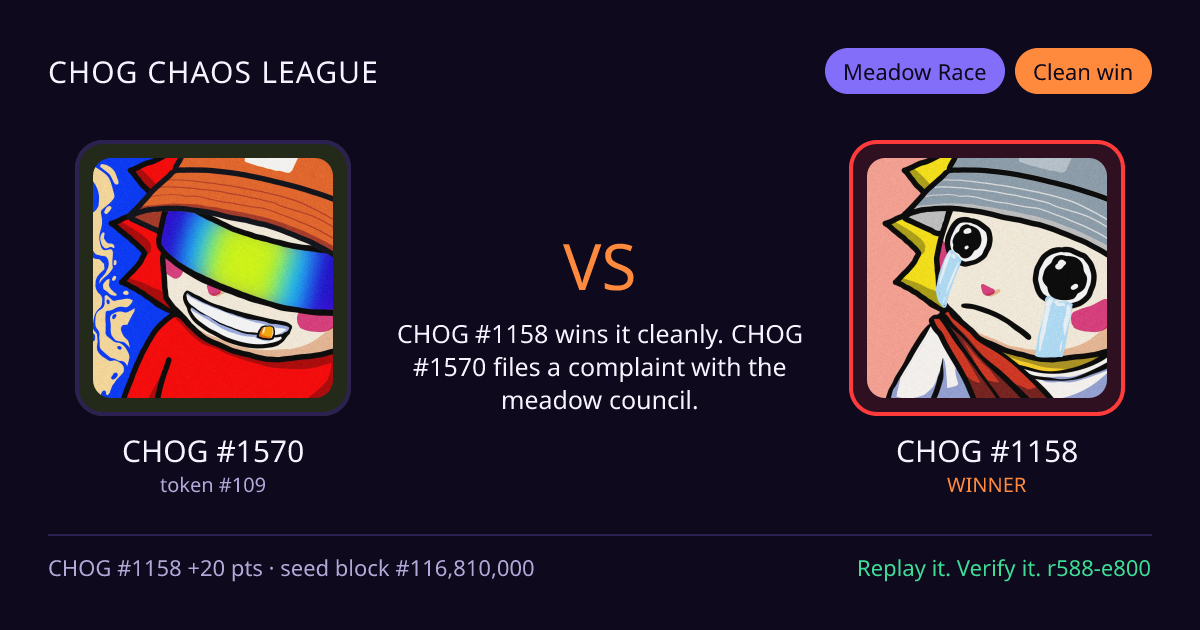 Highlight card: CHOG #1570 versus CHOG #1158