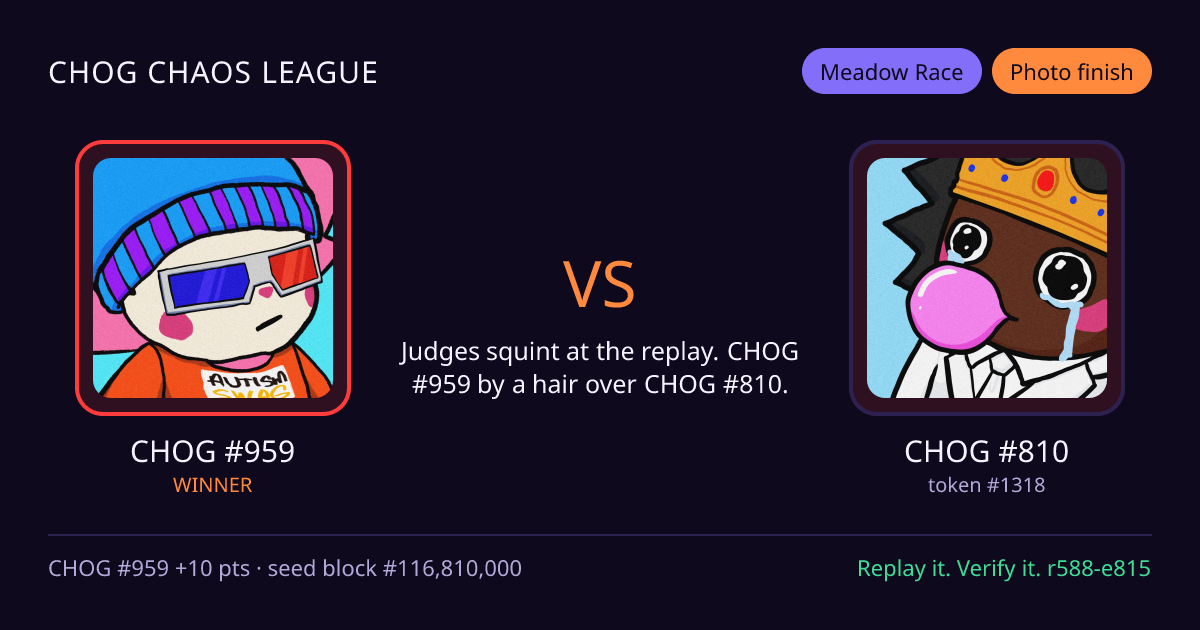 Highlight card: CHOG #959 versus CHOG #810