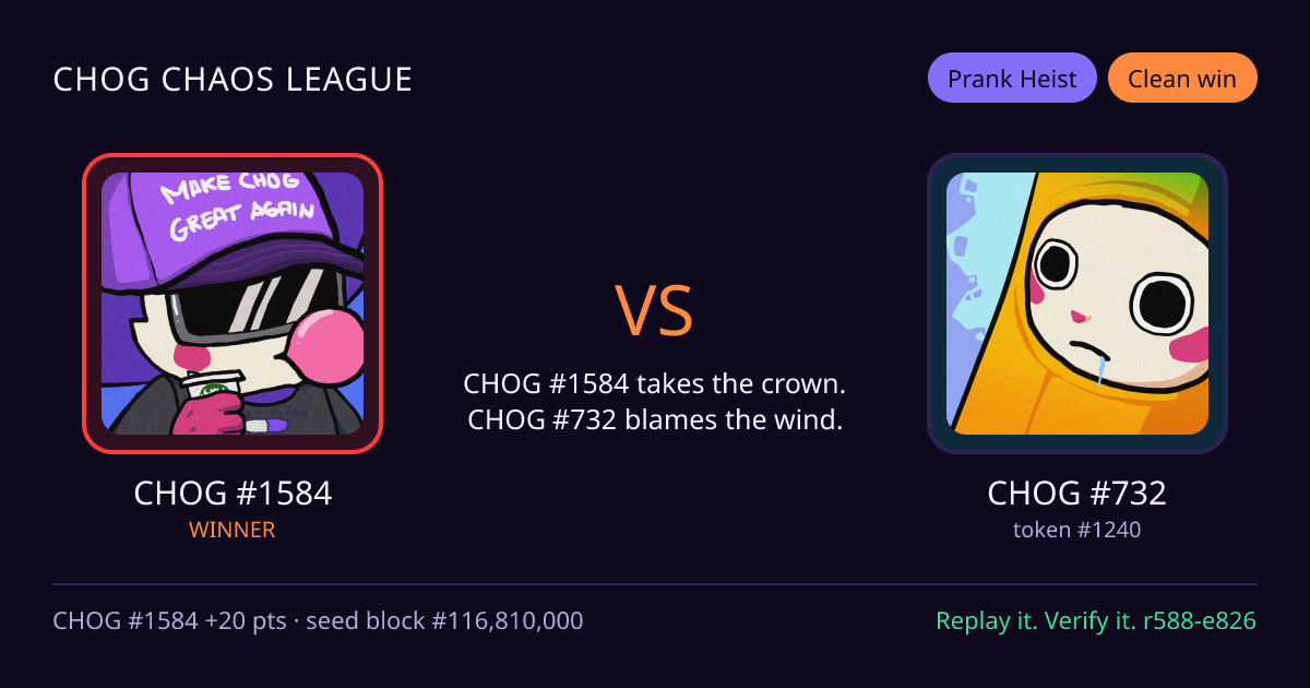Highlight card: CHOG #1584 versus CHOG #732